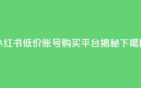 小红书低价账号购买平台揭秘 第1张 小红书低价账号购买平台揭秘 第1张