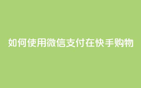 如何使用微信支付在快手购物? 第1张 如何使用微信支付在快手购物? 第1张