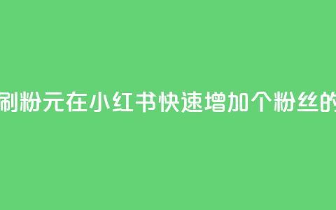 1元小红书秒刷1000粉 - 1元在小红书快速增加1000个粉丝的方法! 第1张 1元小红书秒刷1000粉 - 1元在小红书快速增加1000个粉丝的方法! 第1张
