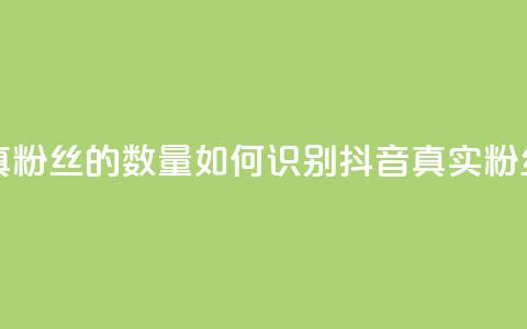 抖音怎么看真粉丝的数量(如何识别抖音真实粉丝数量)  第1张