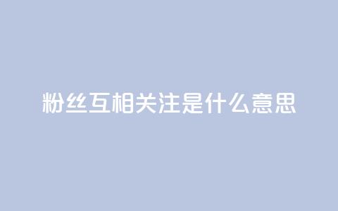 粉丝互相关注是什么意思 - 粉丝互相关注的含义是什么~  第1张
