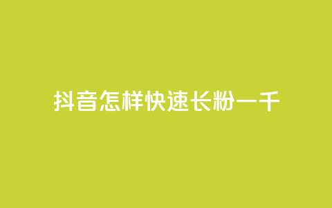 抖音怎样快速长粉一千 - 抖音粉丝快速增长方法，轻松获取1000名忠实粉丝~  第1张