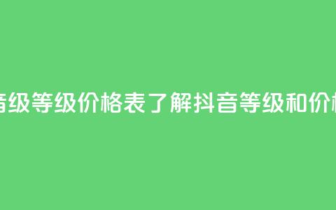 抖音1到60级价格表 - 抖音1-60级等级价格表：了解抖音等级和价格的完整指南~  第1张