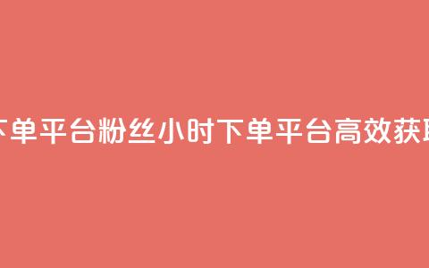 dy24小时下单平台粉丝(dy24小时下单平台	，高效获取粉丝)  第1张