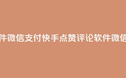 快手点赞评论软件微信支付(快手点赞评论软件，微信支付简介)  第1张