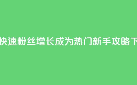 如何快速粉丝增长?成为热门新手攻略 第1张 如何快速粉丝增长?成为热门新手攻略 第1张