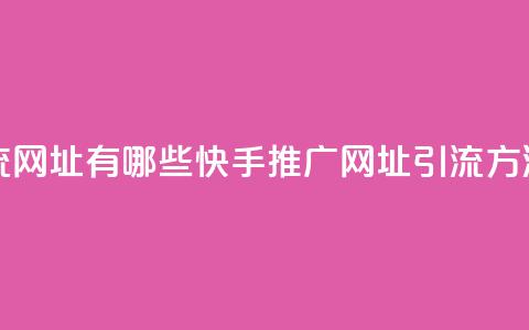 快手推广引流网址有哪些(快手推广网址引流方法汇总) 第1张 快手推广引流网址有哪些(快手推广网址引流方法汇总) 第1张