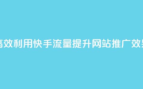 高效利用快手流量	，提升网站推广效果  第1张
