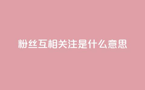 粉丝互相关注是什么意思 - 什么是粉丝互相关注？理解与实践~  第1张
