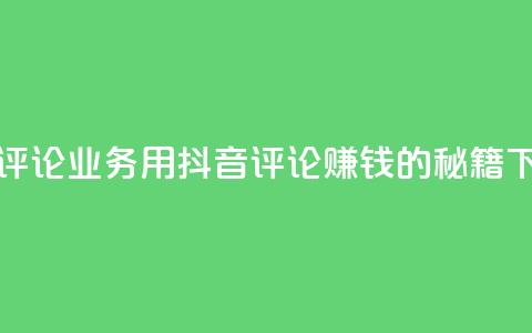 抖音评论业务 - 用抖音评论赚钱的秘籍~  第1张