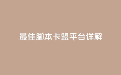 最佳lol脚本卡盟平台详解  第1张