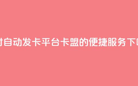 24小时自动发卡平台 PUBG卡盟的便捷服务  第1张