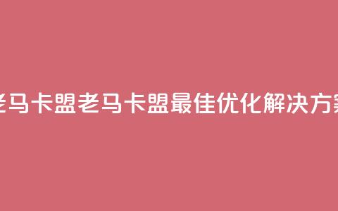 老马卡盟(老马卡盟：最佳SEO优化解决方案)  第1张