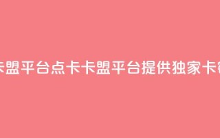 点卡卡盟平台(点卡卡盟平台：提供独家卡密服务)
