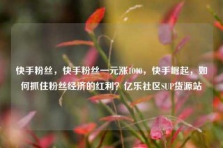 快手粉丝，快手粉丝一元涨1000，快手崛起，如何抓住粉丝经济的红利？亿乐社区SUP货源站