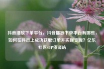 抖音播放下单平台，抖音播放下单平台有哪些，如何在抖音上成功获取订单并实现变现？亿乐社区SUP货源站