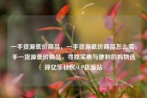 一手货源低价商品，一手货源低价商品怎么卖，手一货源低价商品，寻找实惠与便利的购物选择亿乐社区SUP货源站