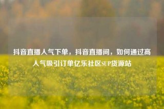 抖音直播人气下单，抖音直播间，如何通过高人气吸引订单亿乐社区SUP货源站