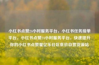 小红书点赞24小时服务平台，小红书任务接单平台，小红书点赞24小时服务平台，快速提升你的小红书点赞量亿乐社区低价自营货源站