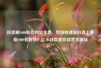 抖音刷1000粉丝网站免费，如何快速在抖音上获取1000名粉丝？亿乐社区低价自营货源站