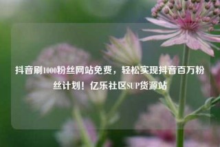 抖音刷1000粉丝网站免费，轻松实现抖音百万粉丝计划！亿乐社区SUP货源站
