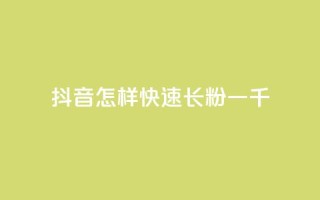 抖音怎样快速长粉一千 - 如何快速增加抖音粉丝量至一千？!