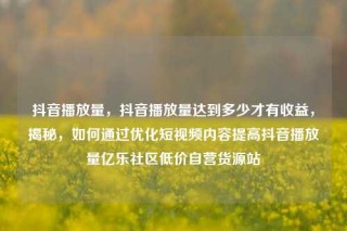 抖音播放量，抖音播放量达到多少才有收益，揭秘，如何通过优化短视频内容提高抖音播放量亿乐社区低价自营货源站