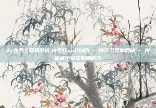 dy业务全网最低价,快手打call自助 - 拼多多互助网站 拼多多小号注册破解版  第1张