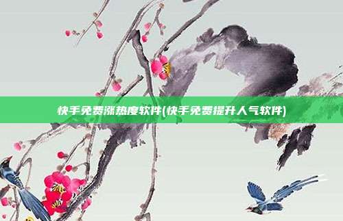 快手免费涨热度软件(快手免费提升人气软件)  第1张