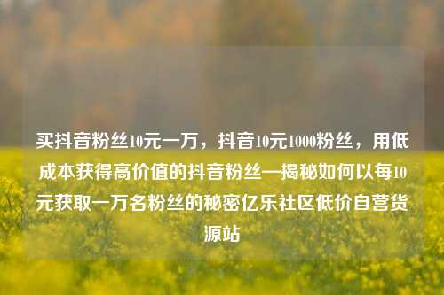 买抖音粉丝10元一万，抖音10元1000粉丝	，用低成本获得高价值的抖音粉丝—揭秘如何以每10元获取一万名粉丝的秘密亿乐社区低价自营货源站  第1张