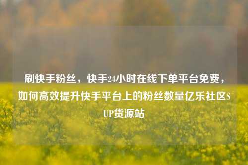 刷快手粉丝	，快手24小时在线下单平台免费，如何高效提升快手平台上的粉丝数量亿乐社区SUP货源站  第1张