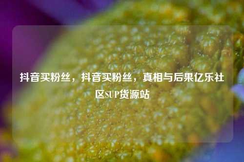 抖音买粉丝，抖音买粉丝，真相与后果亿乐社区SUP货源站  第1张