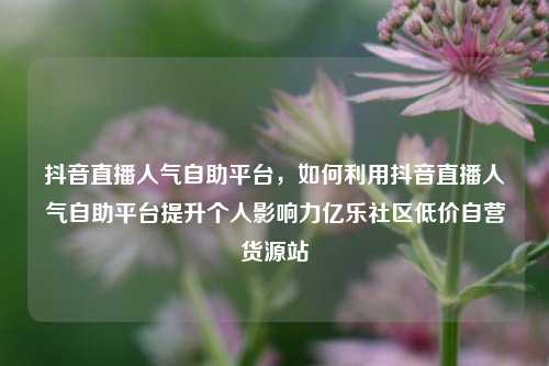 抖音直播人气自助平台，如何利用抖音直播人气自助平台提升个人影响力亿乐社区低价自营货源站  第1张