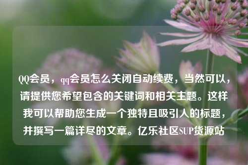 QQ会员，qq会员怎么关闭自动续费，当然可以，请提供您希望包含的关键词和相关主题。这样我可以帮助您生成一个独特且吸引人的标题，并撰写一篇详尽的文章。亿乐社区SUP货源站  第1张