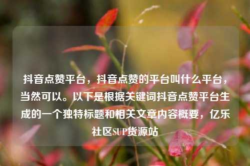 抖音点赞平台，抖音点赞的平台叫什么平台	，当然可以。以下是根据关键词抖音点赞平台生成的一个独特标题和相关文章内容概要，亿乐社区SUP货源站  第1张