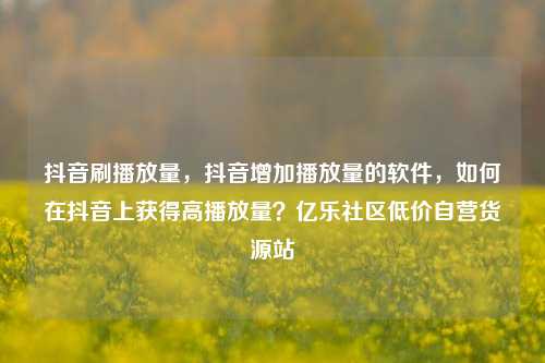 抖音刷播放量，抖音增加播放量的软件	，如何在抖音上获得高播放量？亿乐社区低价自营货源站  第1张