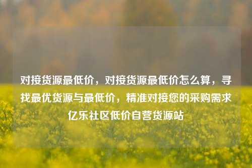 对接货源最低价，对接货源最低价怎么算，寻找最优货源与最低价	，精准对接您的采购需求亿乐社区低价自营货源站  第1张