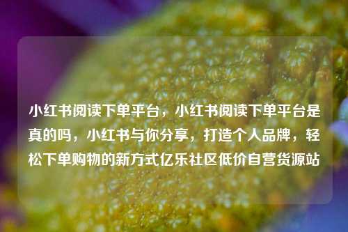 小红书阅读下单平台，小红书阅读下单平台是真的吗	，小红书与你分享，打造个人品牌，轻松下单购物的新方式亿乐社区低价自营货源站  第1张